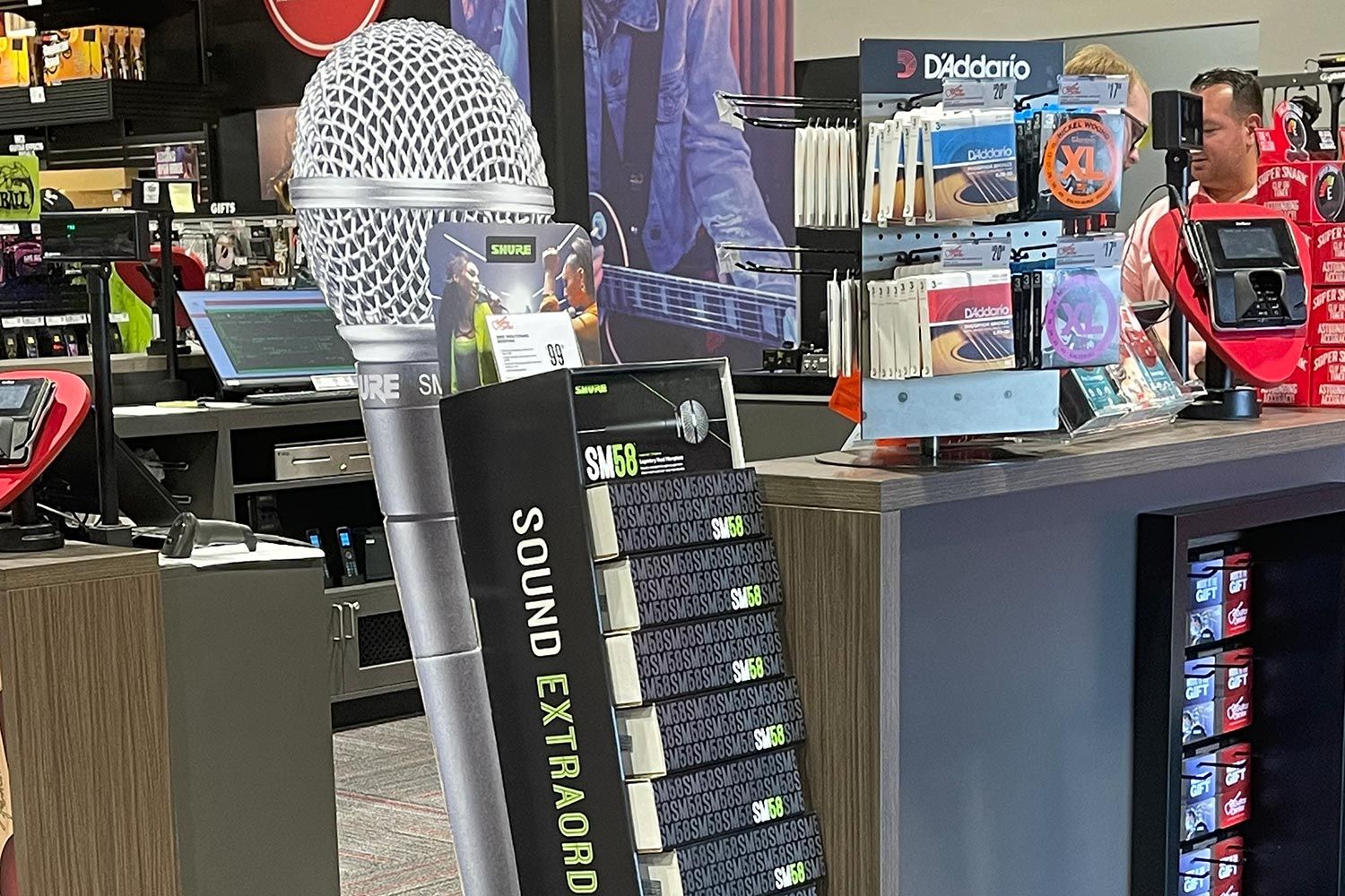 Shure stand in a retail audio store